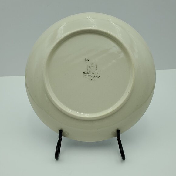 Polish Pottery Eyes Wide Open Salad Plate Blue Green Circles Dots Plate - Picture 4 of 6